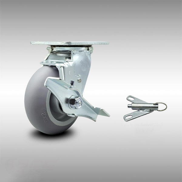 5 Inch SS Thermoplastic Rubber Caster with Ball Bearing and Brake/Swivel Lock